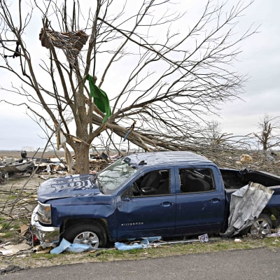Mississippin osavaltion Rolling Forkin pikkukaupungissa riehui tornado 25. maaliskuuta 2023. Kuva tuhoista perjantailta 31. maaliskuuta 2023, kun Yhdysvaltain presidentti Joe Biden vieraili vaimonsa kanssa alueella.