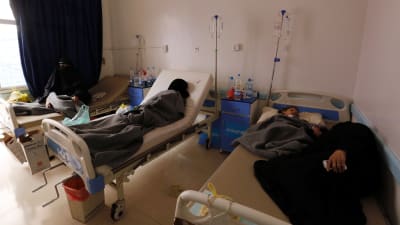 Kolerapatienter på ett sjukhus i huvudstaden Sanaa i Jemen