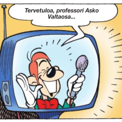 Aku Ankassa esiintyy aika ajoin tunnettuja suomalaisia professoreita. Esimerkiksi Asko Valtaosa eli Esko Valtaoja.