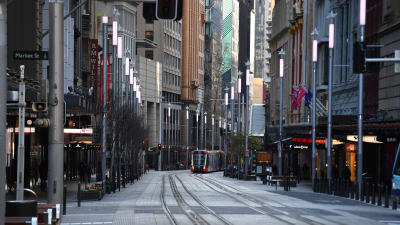 Bild på en tom gata i centrala Sydney.