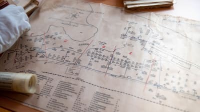 arkeologiskt fynd, en karta över tulludden i Hangö.