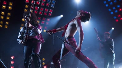 Queen live, scen ur filmen Bohemian Rhapsody.