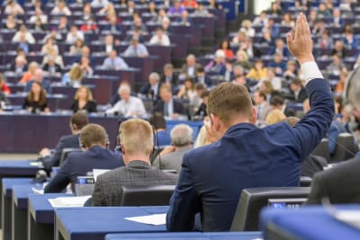 Omröstning i Europaparlamentet i Strasbourg