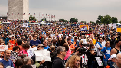 Demonstranter på National mall i Washington D.C.