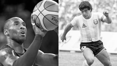 Kobe Bryant till vänster och Diego Maradona till höger.