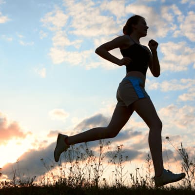 Springa, kvinna, träning