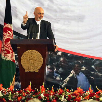 Ashraf Ghani pitää puhetta 22. syyskuuta.