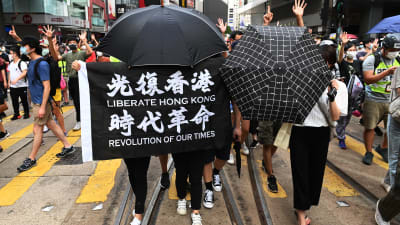 Demonstranter i Hongkong 1.7.2020