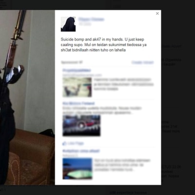 Foto av beslöjad kvinna med stormgevär på Facebook