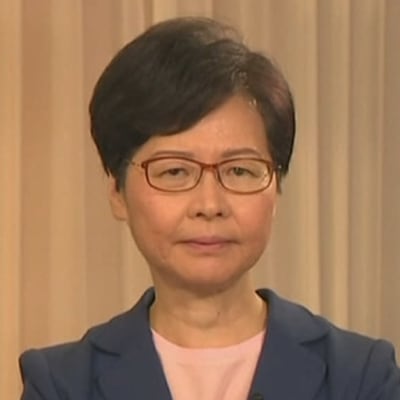 Carrie Lam berättade för folket i Hongkong att det omstridda lagförslaget dras tillbaka. 4.9.2019.