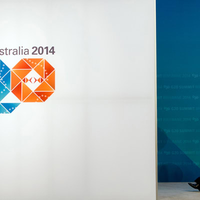 Rysslands president Vladimir Putin anländer till G20-mötet i Brisbane i Australien den 15 november 2014.
