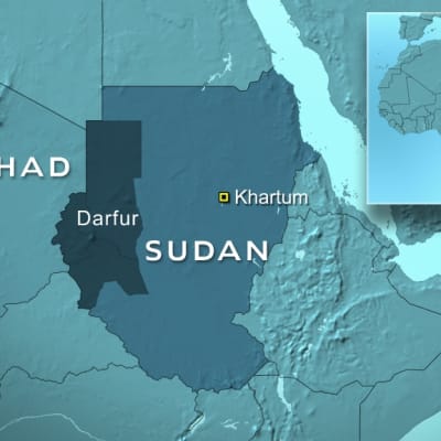 Karta över Tchad och Sudan