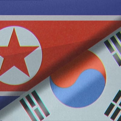 Syd- och Nordkoreas flaggor
