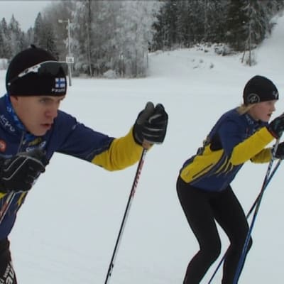 Christoffer Lindvall och Andrea Julin tränar i Vörå 2013.