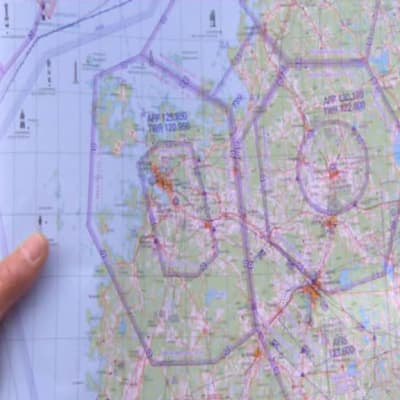 Karta över områden man får flyga med paramotor.