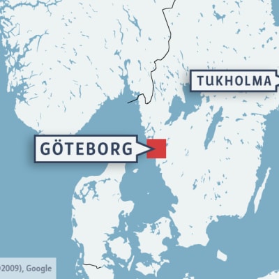 Kartta Göteborgin sijainnista.