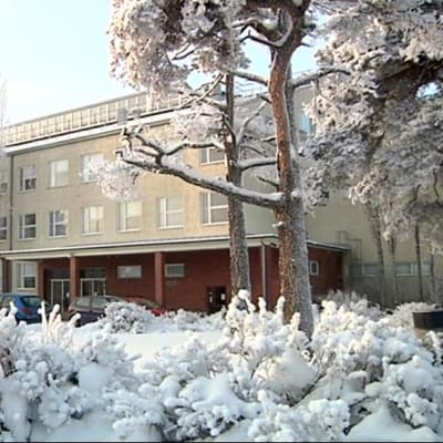 Joensuun Lyseon lukio aurinkoisena talvipäivänä.