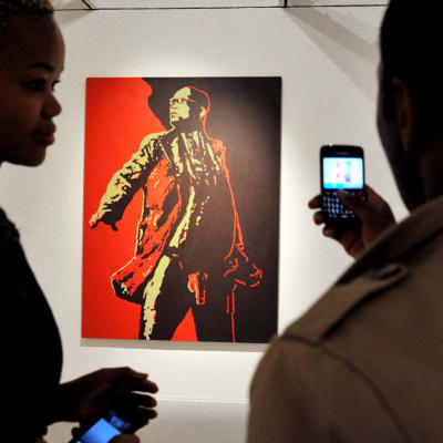 Presidentti Jacob Zumaa esittävä maalaus eteläafrikkalaisessa galleriassa Johannesburgissa.