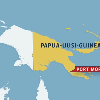 Papua Uusi-Guinea kartalla, johon on merkitty Port Moresby.