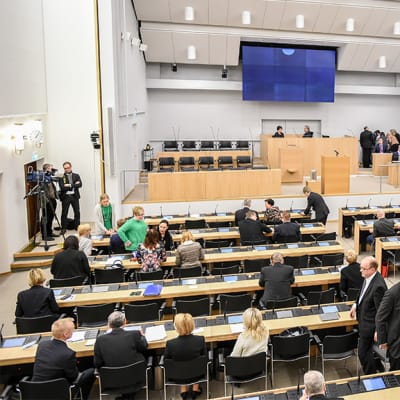 Eduskunnan istuntosali.