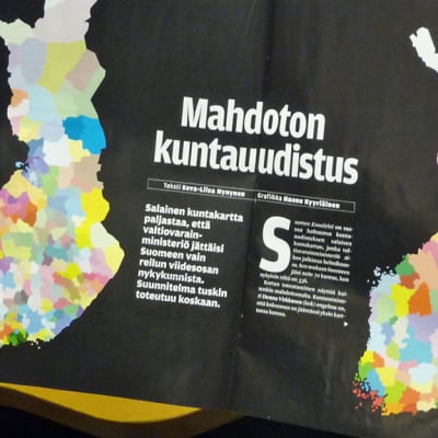 Kuntauudistuskartta Suomen Kuvalehdessä.