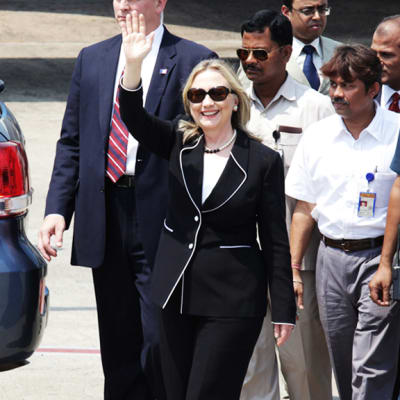 Hillary Clinton saapui Kalkuttaan 6. toukokuuta 2012.