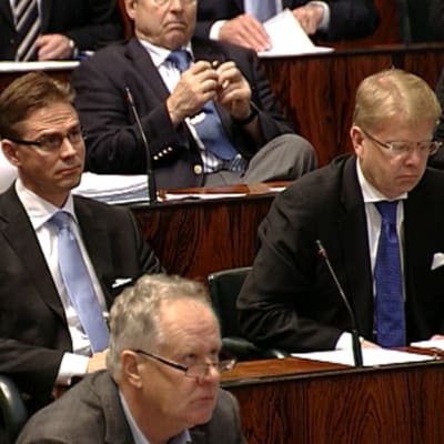Pääministeri Jyrki Katainen Eduskunnassa.