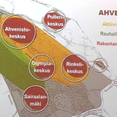 Ahvenistovision kaaviokuva aktiivisista, rauhallisista ja rakentamisen alueista
