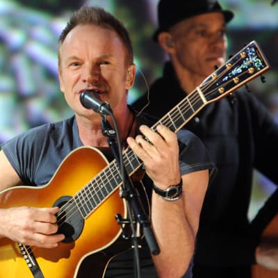 Sting esiintyy  televisiokonsertissa Haitin uhrien hyväksi New Yorkissa 22.1.2010.