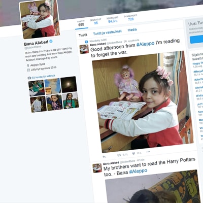 Kuvakaappaus Bana Alabedin Twitter-sivusta.