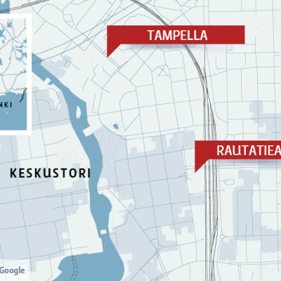 Kartta eri alueiden sijainneista Tampereella