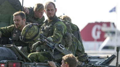 Svenska soldater vid en manöver i Gotland i september 2016