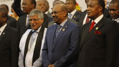 Sudans president Omar al-Bashir  under sitt besök i Sydafrika 14 juni 2015.