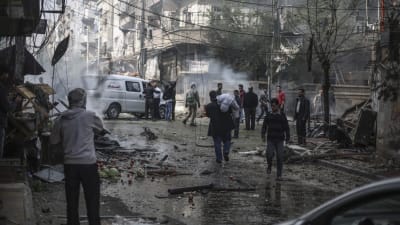 Staden Douma i Syrien efter attack.