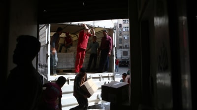 Röda halvmånen levererade hjälppaket till Douma den 26 maj 2016