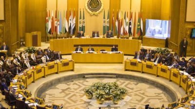 Arabförbundets utrikesministrar samlade till krismöte i Kairo den 9 december 2017 med anledning av Trumps besked att USA erkänner Jerusalem som Israels huvudstad.