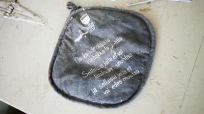 Patalappu jossa teksti On kahdenlaisia riehakkaita juhlia, Sellaisia joita et voi koskaan unohtaa ja sellaisia joita et voi edes muistaa. Kuvattu Varjakansaaressa Oulussa autiossa rakennuksessa.