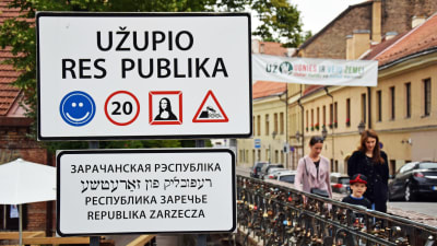 Infart till republiken Užupis i Vilnius.