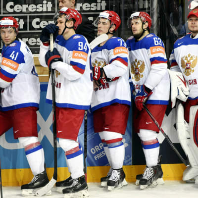 Venäjän joukkue jääkiekon MM-finaalissa 2015.
