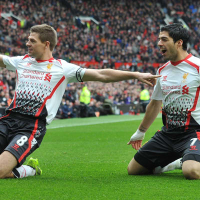 Steven Gerrard och Luis Suarez gjorde målen mot United.