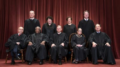 Gruppbild på domarna i USA:s högsta domstol 2018.
