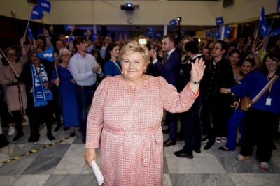  Erna Solberg på Høyres valvaka.