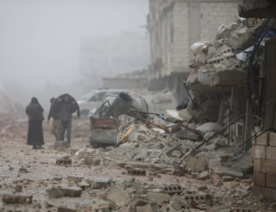 Aleppo efter jordskalvet 6.2.2023.