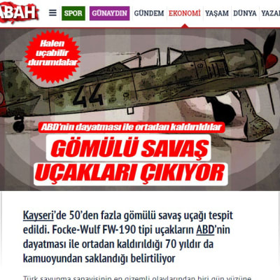 Lentokoneen kuva turkkilaislehden kannessa.