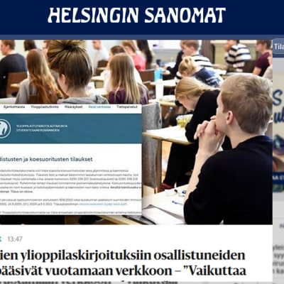 Kuvakaappaus Helsingin Sanomien verkkosivulta.