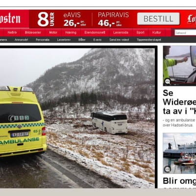 Tuuli puhalsi bussin tieltä Norjassa