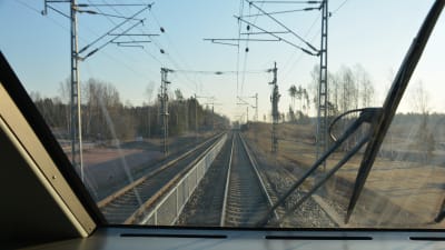 Vy från nya expresståget mellan Åbo och Helsingfors