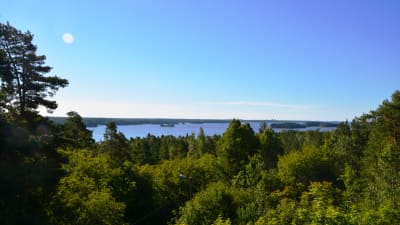 Utsikten från Kuckostenens utsiktstorn. Lovisaviken och holmar.