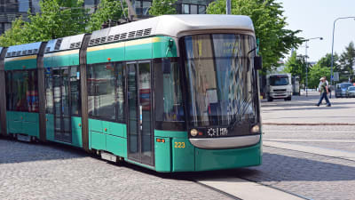 Spårvagn i Hagnäs i Helsingfors.