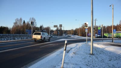 Korsningen riksväg 25 och stamväg 52 i Ekenäs.
